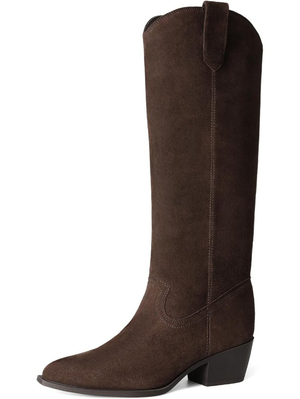 DREAM PAIRS Women's Dark Brown Cowgirl Knee High Boots Pointed Toe Block Heels